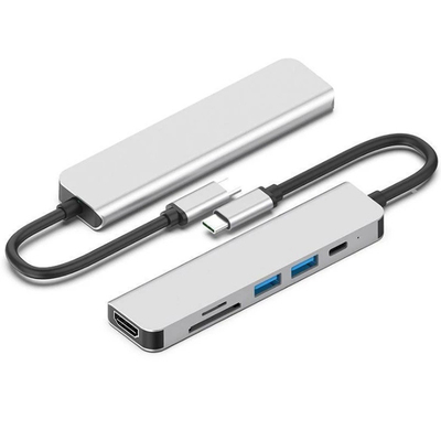 Hub di Displayport della stazione di aggancio del Usb Multiport 6in1 per il lettore di Chromebook PD77W SD/TF