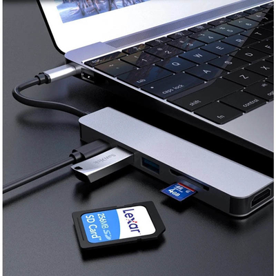 Hub di Displayport della stazione di aggancio del Usb Multiport 6in1 per il lettore di Chromebook PD77W SD/TF