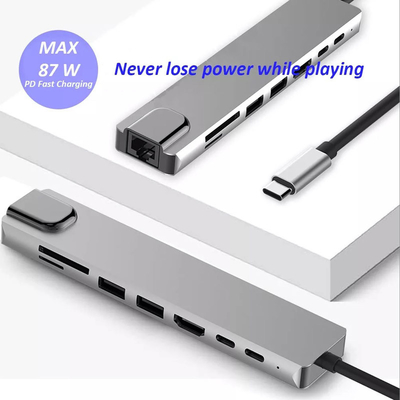 hub multiplo del computer portatile del Usb C della stazione di aggancio di 8in1 Hdmi RJ45 3,0